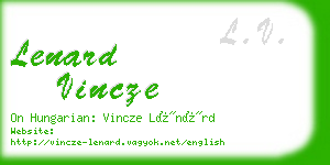 lenard vincze business card